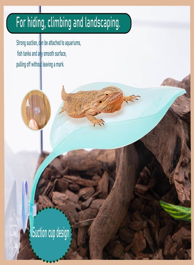 Delllala Crested Gecko Tank Accessories，Crested Gecko Hide，Frog Habitat Platform，Gecko Wall Climbing Toy &Reptile Branches（3PCS） (Light Blue) - Image 3